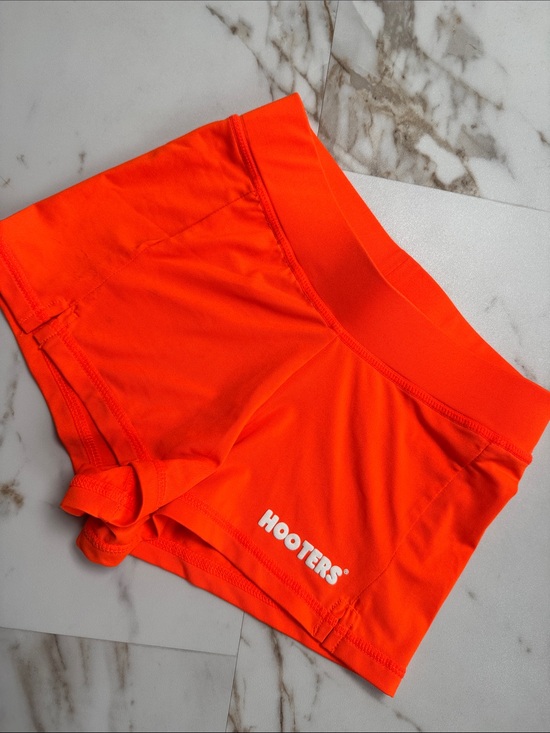 Hooters Pants - Hooters Orange Hot Shorts Sz XXXS Spellout Sexy Costume Cosplay Halloween Micro